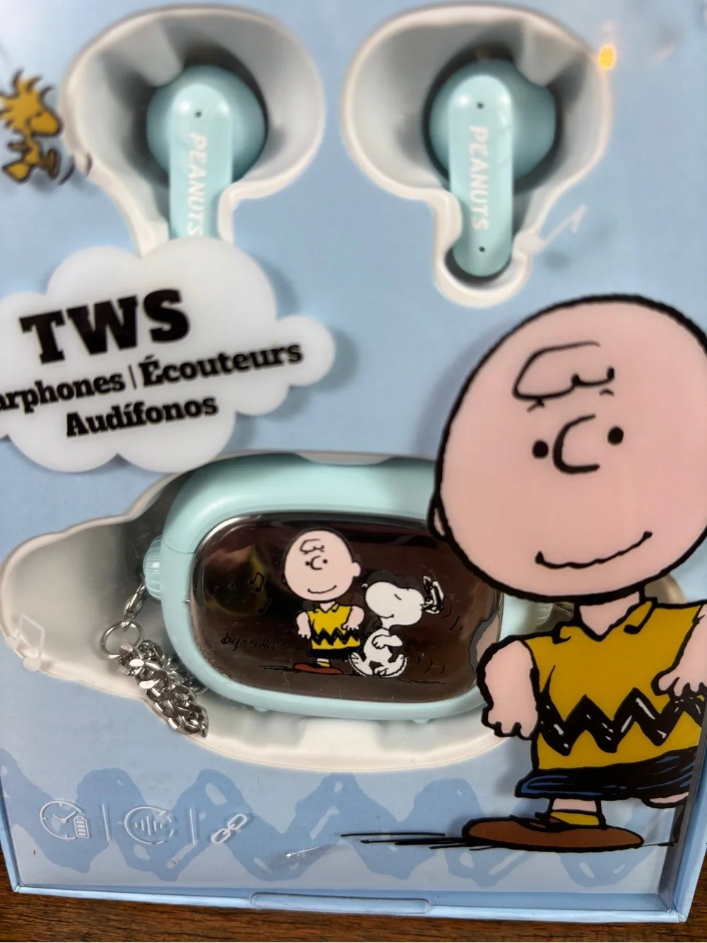 Peanuts Miniso Light Blue Charlie Brown TWS Earbuds with Themed Case